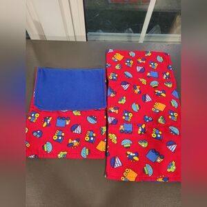 Handmade Colorful Kids' Vehicle Print Burp Cloth Set Of 2